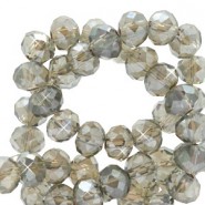 Faceted glass beads 4x3mm disc Black diamond-pearl shine coating